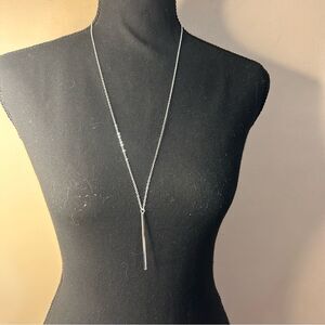 Long silver necklace